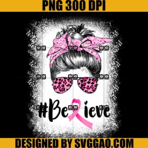 Support Squad Team Breast Cancer PNG, Warrior Messy Bun Bleached PNG