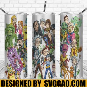 Rick & Morty Cast INKTOBER  20oz Skinny Tumbler Designs, Sublimation Designs PNG
