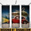 Mouse Truck With Tree Tumbler Wrap PNG Christmas 20oz Skinny Tumbler Designs Sublimation Designs PNG