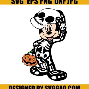 Skeleton Mickey Mouse SVG, Mask Skull SVG, Pumpkin SVG