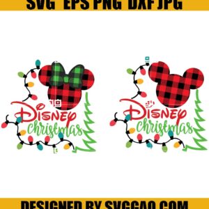 Mickey Buffalo Plaid SVG Bundle, Disney Christmas SVG, Xmas Light SVG