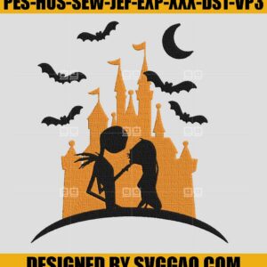 Jack And Sally Embroidery Design, Castle Disney Embroidery file