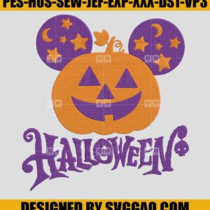 Halloween Pumpkin Embroidery Machine, Pumpkin Mickey Embroidery Design