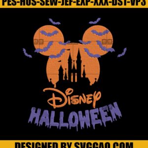 Disney Halloween Castle Embroidery Design, Halloween Mickey Ears Embroidery File