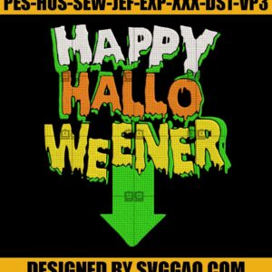 Happy Hallo Weener Embroidery Design, Halloween Embroidery Machine File