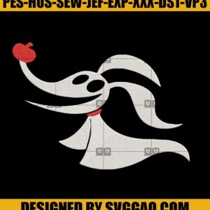 Zero With Pumpkin Embroidery Design, Zero Embroidery, Nightmare Embroidery Machine File