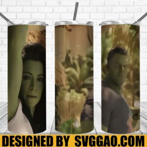She Hulk 20oz Skinny Tumbler Template PNG, Marvel Tumbler Template PNG