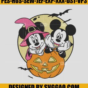 Halloween Pumpkin Mouse Embroidery Design, Mickey Halloween Embroidery Machine File
