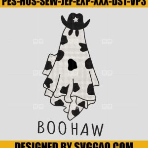 Western Ghost Halloween Cowgirl Embroidery Design, Boo Haw Embrodery Machine File