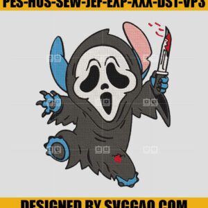Halloween Blue Alien Embroidery Design, Ghostface Horror Stitch Embroidery Machine File