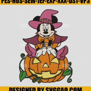 Disney Hallloween Embroidery File, Mickey Minnie With Pumpkin Embroidery Design