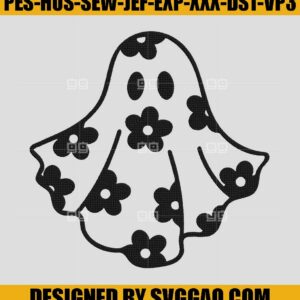Cute Daisy Ghost Halloween Embroidery, Boo Cute Embroidery