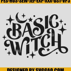 Basic Witch Embroidery Design, Halloween Embroidery Machine File