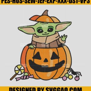 Baby Yoda Embroidery Design, Star Wars Pumkins Embroidery