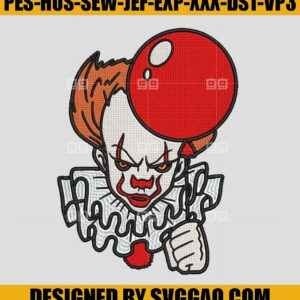 Scary Clown Embroidery Design, Horror Movie Embroidery File