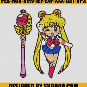 Sailor Moon Embroidery Design, Anime Girl Embroidery Machine