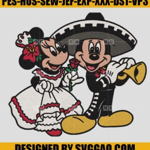 Mickey And Minnie Wedding Embroidery Design, Mickey Mouse Mexicans Embroidery