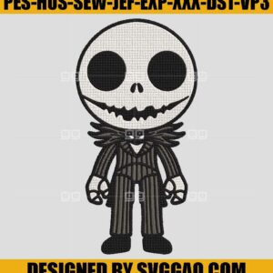 Jack Skellington Chibi Embroidery Design, Halloween Embroidery File