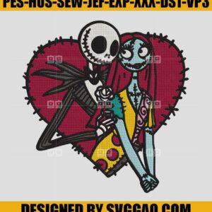 Jack and Sally Embroidery Machine File, Nightmare Before Christmas Embroidery Design