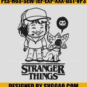 Dustin Henderson And Demodog Embroidery Design, Stranger Things Embroidery File