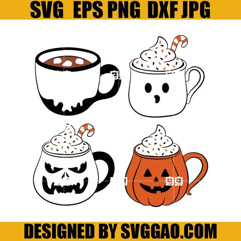 Halloween Coffee SVG Bundle, Halloween Latte SVG