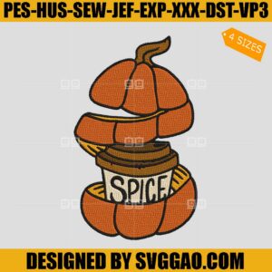 Pumpkin Spice Embroidery Design, Pumpkin Latte Embroidery File