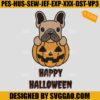 French Bulldog Pumpkin Embroidery Design, Dog Pumpkin Embroidery Machine File