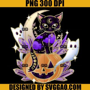 Halloween Crystal Cats PNG, Cat Halloween PNG, Cat Pumpkin PNG