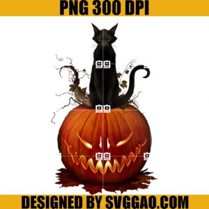 Cat Halloween PNG, Pumpkin Halloween PNG