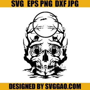 Skull Halloween Scene SVG, Skull SVG, Halloween SVG, Horror Skull SVG