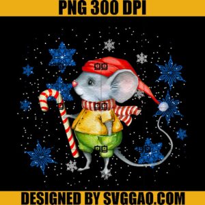 Vintage Mouse With Candy Cane Holiday And Christmas PNG, Santa Mouse PNG