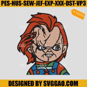 Chucky Face Embroidery Design, Chucky Horror Embroidery Machine File