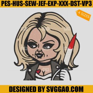 Chucky Face Embroidery Design, Chucky Knife Embroidery File