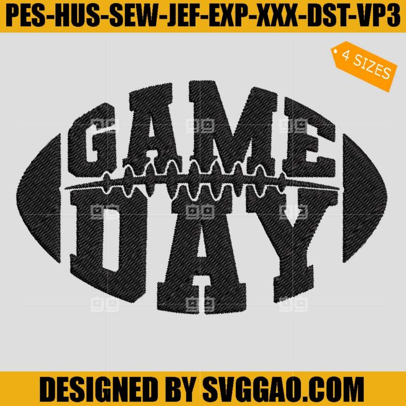 Game Day Football Embroidery Design, Game Day Embroidery