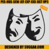 Comedy Tragedy Embroidery Design, Face Embroidery Machine File