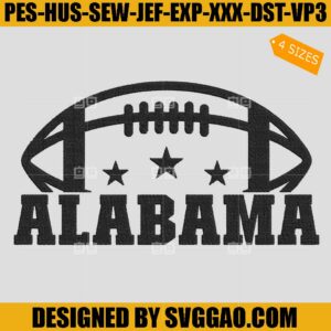 Alabama Football Embroidery Design, Game Day Football Embroidery Machine