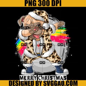 Leopard Print Dabbing Pug Dog PNG, Dog Merry Christmas PNG
