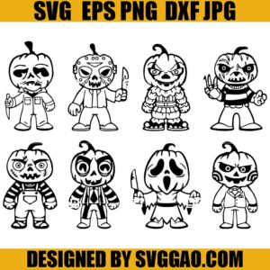 Horror Characters Pumpkin Heads SVG Bundle, Friend Horror SVG