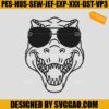 T-rex In Sunglasses Embroidery Design, Cool Dino Wearing Sunglasses Embroidery File