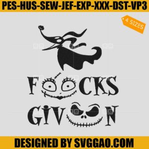 Jack Skellington Fuck Given Embroidery Design, Nightmare Before Christmas Embroidery File