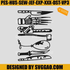 Horror Movie Characters In Knives Embroidery Design, Halloween Embroidery File