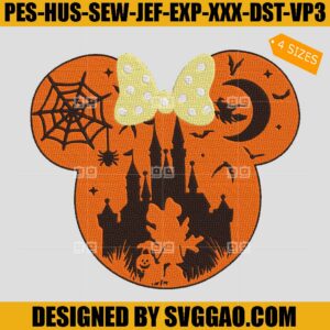 Halloween Cartoon Embroidery Design, Mickey Head Halloween Embroidery File