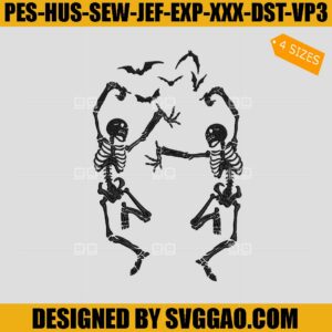 Dancing Skeletons Embroidery Design, Halloween Embroidery File