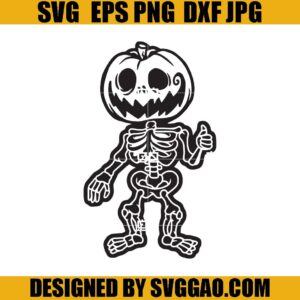 Pumpkin Head Skeleton SVG, Thumbs Up SVG