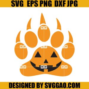 Halloween SVG, Bear Paw Print SVG, Jack o Lantern SVG