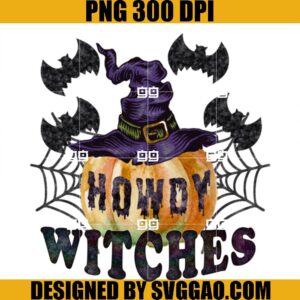 Howdy Witches PNG, Bats Pumpkin Witch Hat PNG
