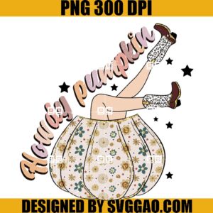 Howdy Pumpkin PNG, Western Halloween Floral Pumpkin Cow Girl PNG