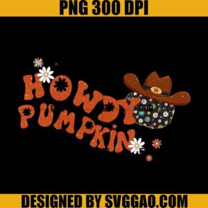 Howdy Pumpkin PNG, Western Halloween Floral Pumpkin Cow Gir PNG