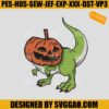 Dinosaur Pumpkin Head Embroidery Design, T-rex Easy Lazy Embroidery