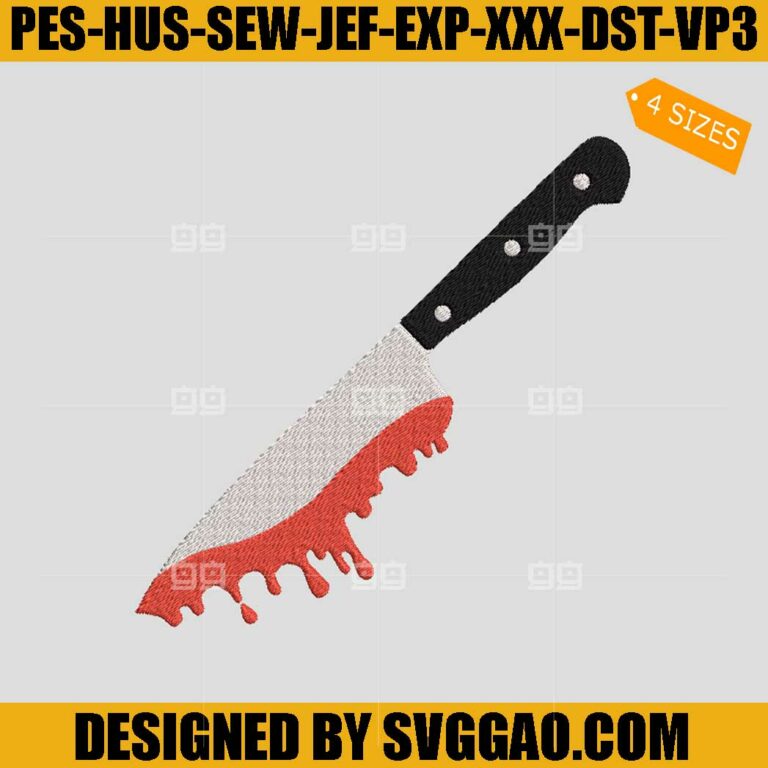 Blood Knife Embroidery Design, Knife Embroidery Machine File
